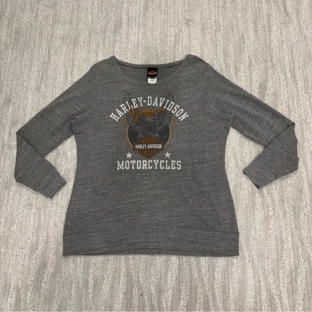 Harley Davidson Women’s Gray Long Sleeve Graphic T-Shirt Size XXL